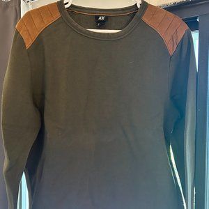 H&M Olive Green Casual Sweater with Shoulder Design